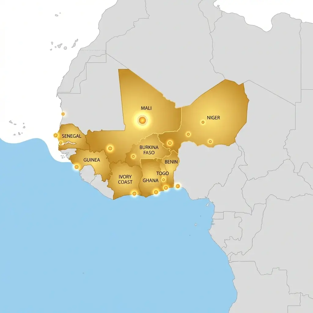 Carte de l'Afrique de l'Ouest - Zone de couverture KGTS